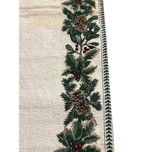 VTG St. Nicholas Square Holiday Table Runner 72" Long Tapestry Cotton Blend Chri - Picture 7 of 11